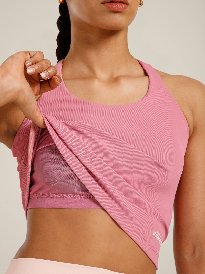 Built In Bra Y Adjustable Top Pink