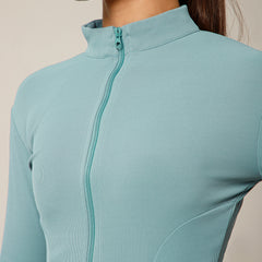 Ribbed Zip up Jacket Ice Blue