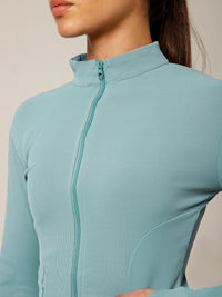 Ribbed Zip up Jacket Ice Blue