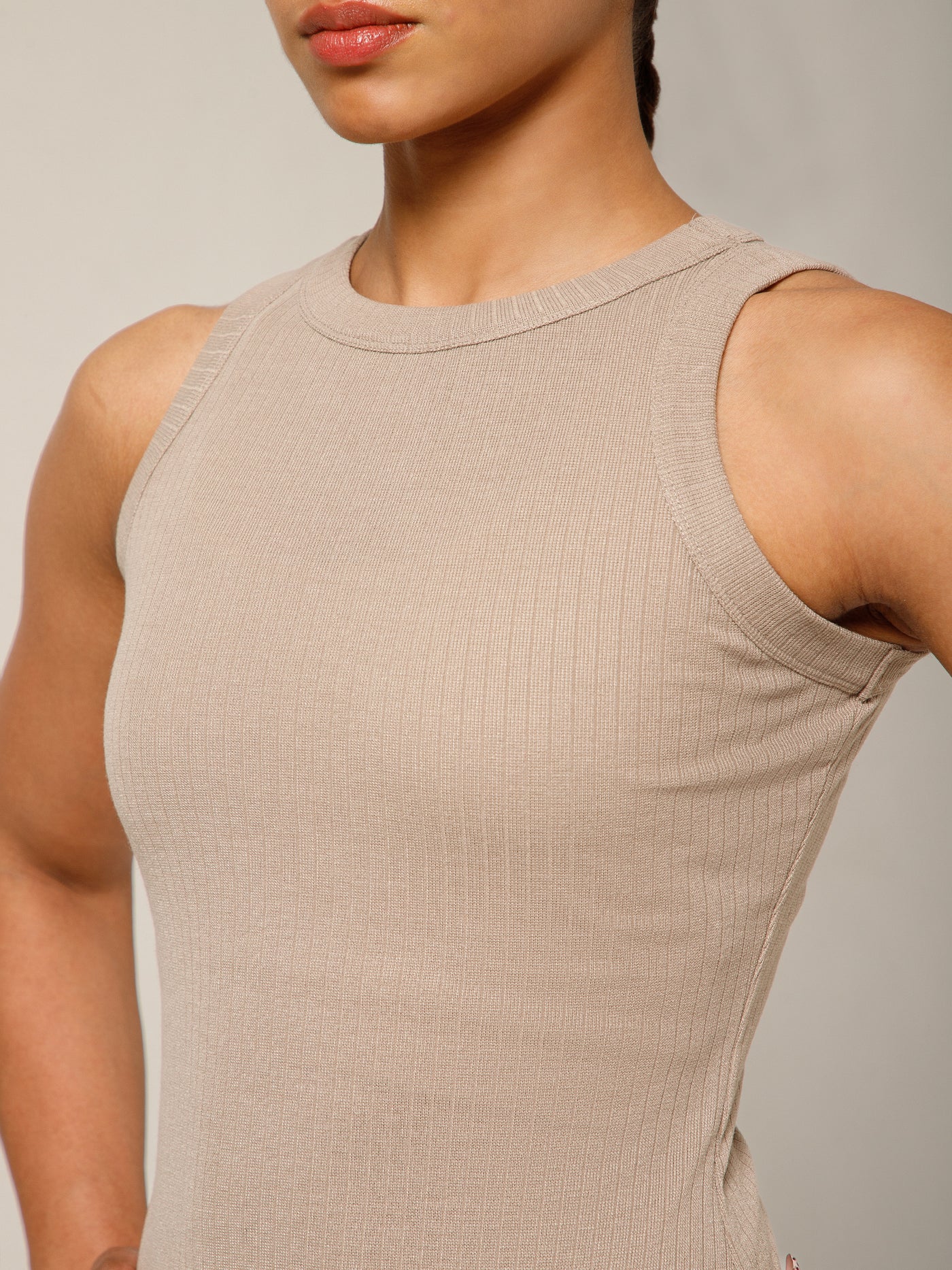 Ribbed Crop Top Beige