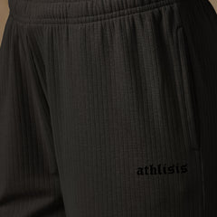 Ribbed Baggy Pants Beige Black