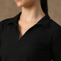 Aero Zip Polo T-shirt Black