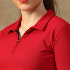 Aero Zip Polo T-shirt Red