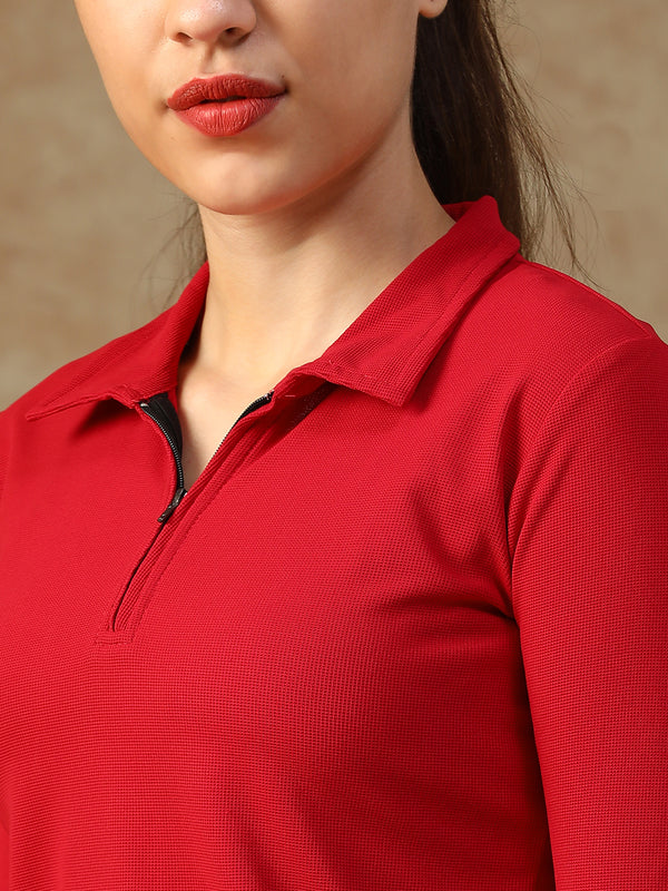 Aero Zip Polo T-shirt Red