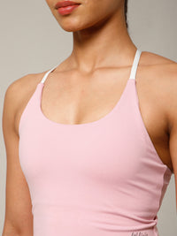 Cross Back Built In Bra Blush Pink