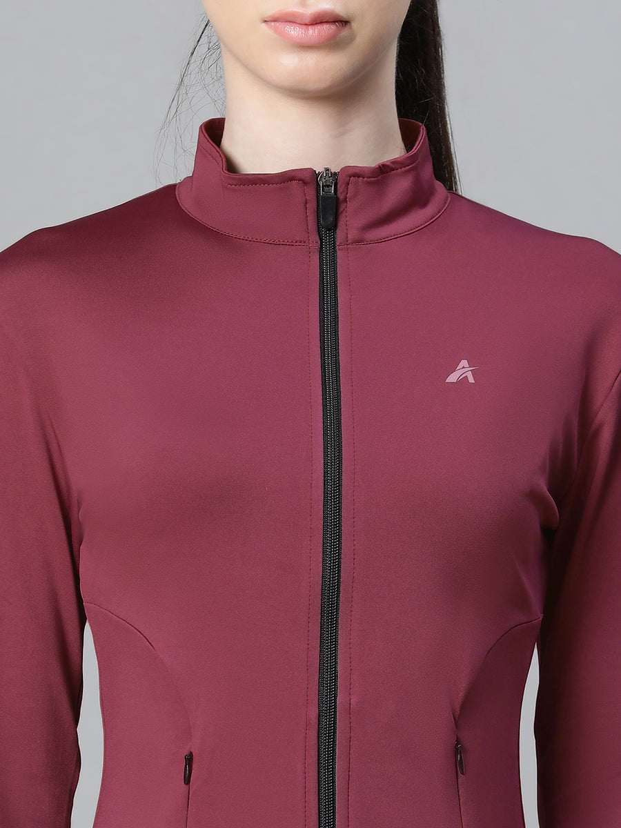 Contour Crop Jacket Maroon