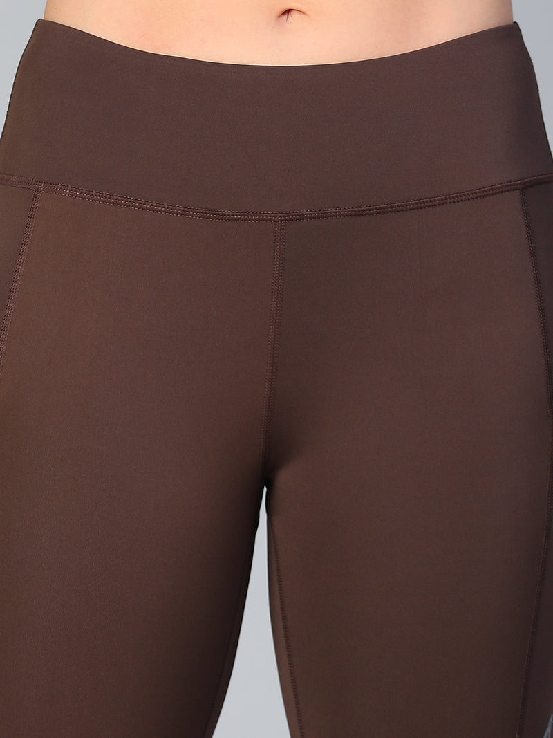 Mesh Panel Pocket Leggings Brown