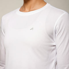 Curved Hem Full Sleeve T-Shirt White