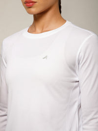 Curved Hem Full Sleeve T-Shirt White