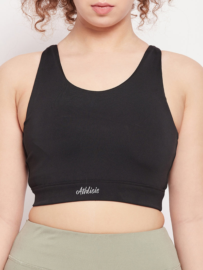 Criss-Cross Back Sports Bra Black