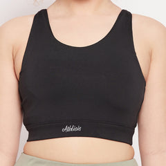 Criss-Cross Back Sports Bra Black