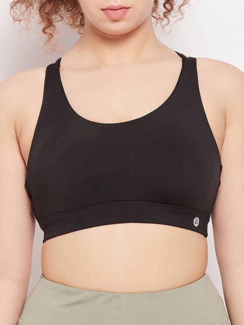 Geometric Strap Sports Bra Black