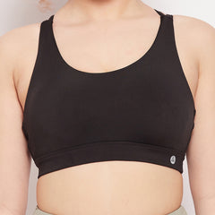 Geometric Strap Sports Bra Black
