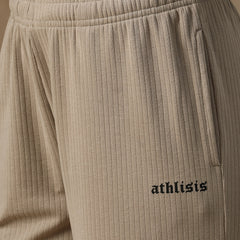 Ribbed Baggy Pants Beige