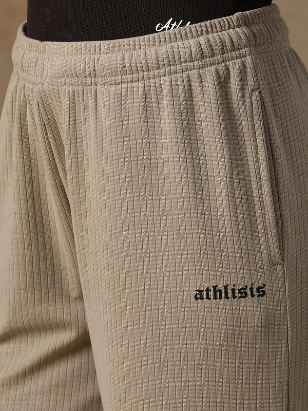 Ribbed Baggy Pants Beige