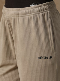 Ribbed Baggy Pants Beige