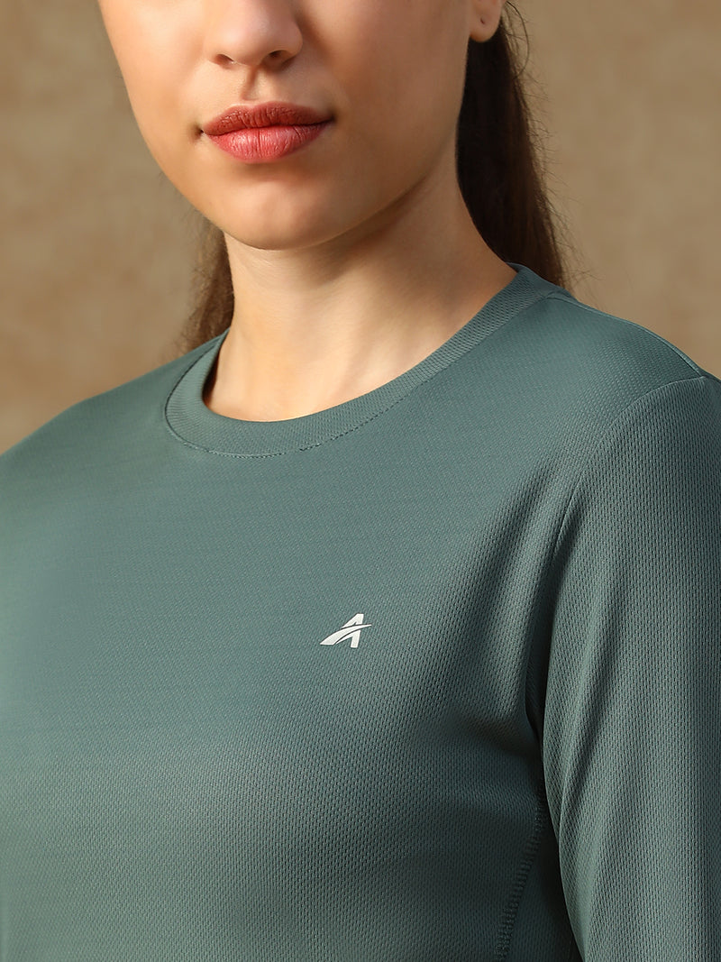 Curved Hem Full Sleeve T-Shirt Grey