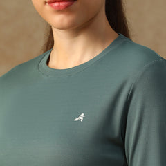 Curved Hem Full Sleeve T-Shirt Grey