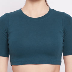 Everyday Cropped Tee Teal