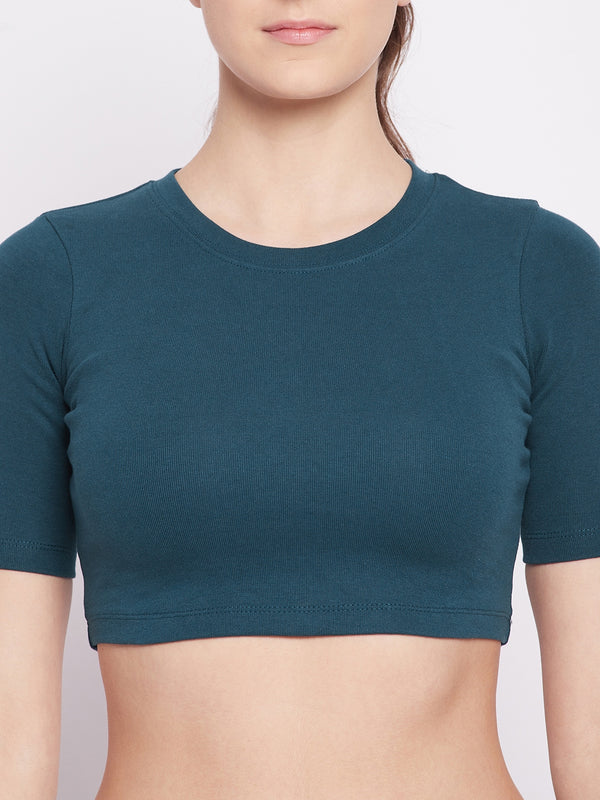 Everyday Cropped Tee Teal
