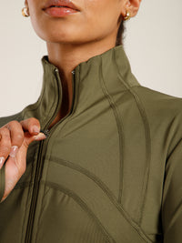 Defined Seam Zip Jacket Olive