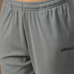 Ribbed Baggy Pants Beige Grey