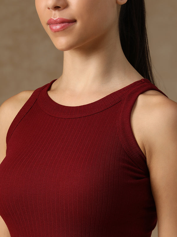 Ribbed Crop Top Maroon