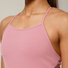 Built In Bra String Back Top Pink