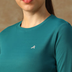 Curved Hem Full Sleeve T-Shirt Teal