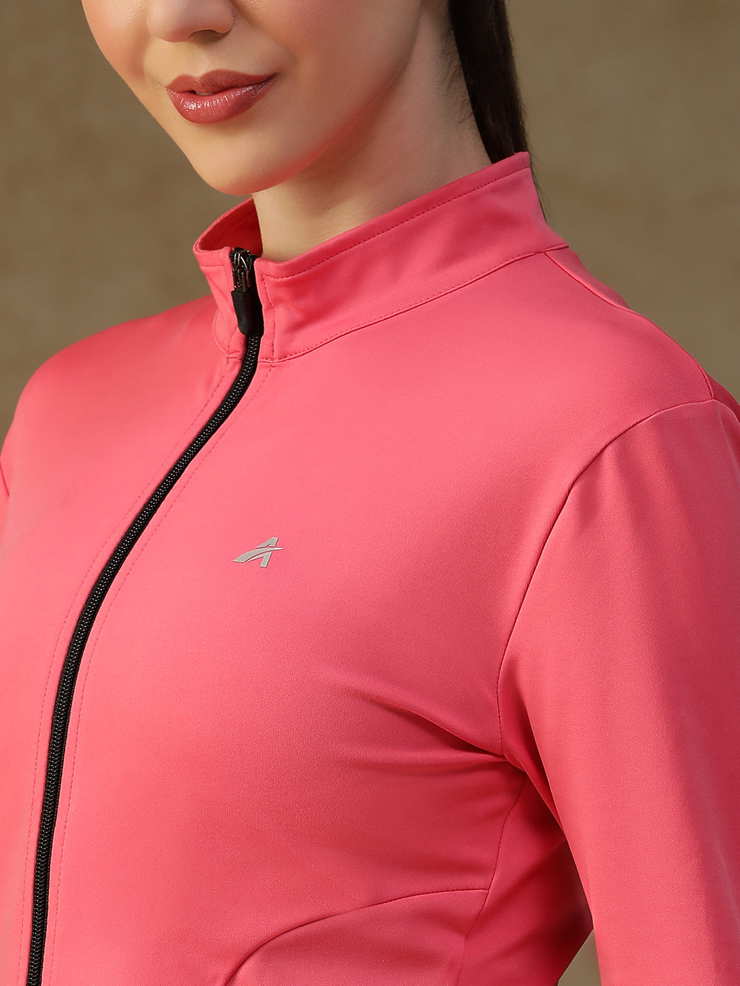 Ribbed Zip up Jacket Hot Pink