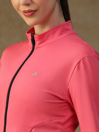 Ribbed Zip up Jacket Hot Pink