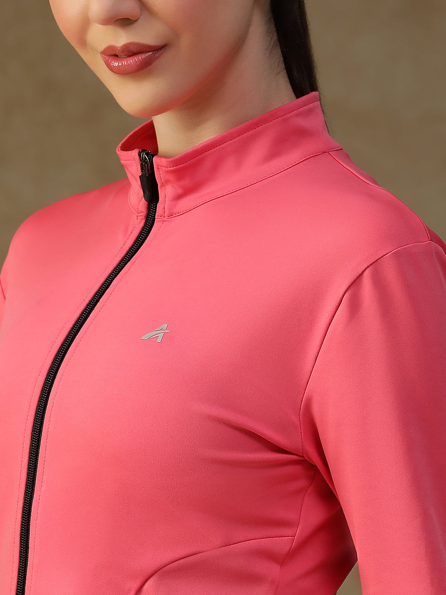 Ribbed Zip up Jacket Hot Pink