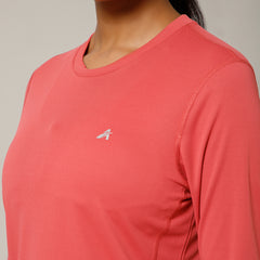 Curved Hem Full Sleeve T-Shirt Pink
