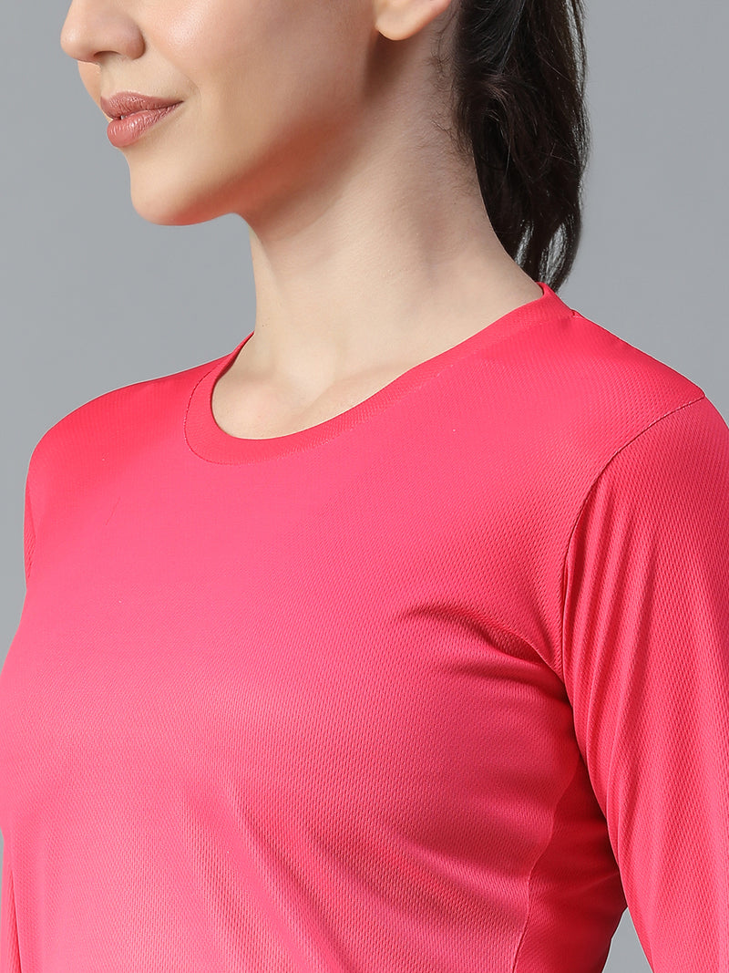 Dual Tone Full Sleeve T-Shirt Hot Pink