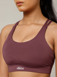 Geometric Strap Sports Bra Maroon