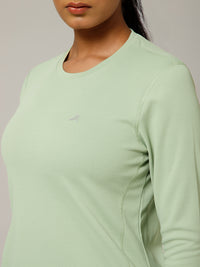 Curved Hem Full Sleeve T-Shirt Olive