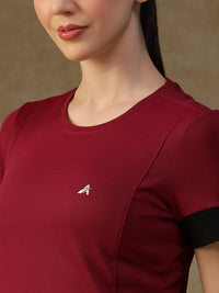 Contrast Tone T-Shirt Maroon