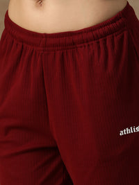 Ribbed Baggy Pants Maroon