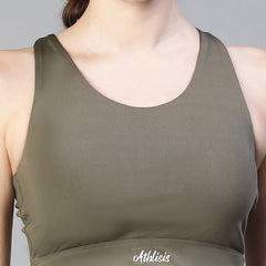 Criss-Cross Back Sports Bra Olive