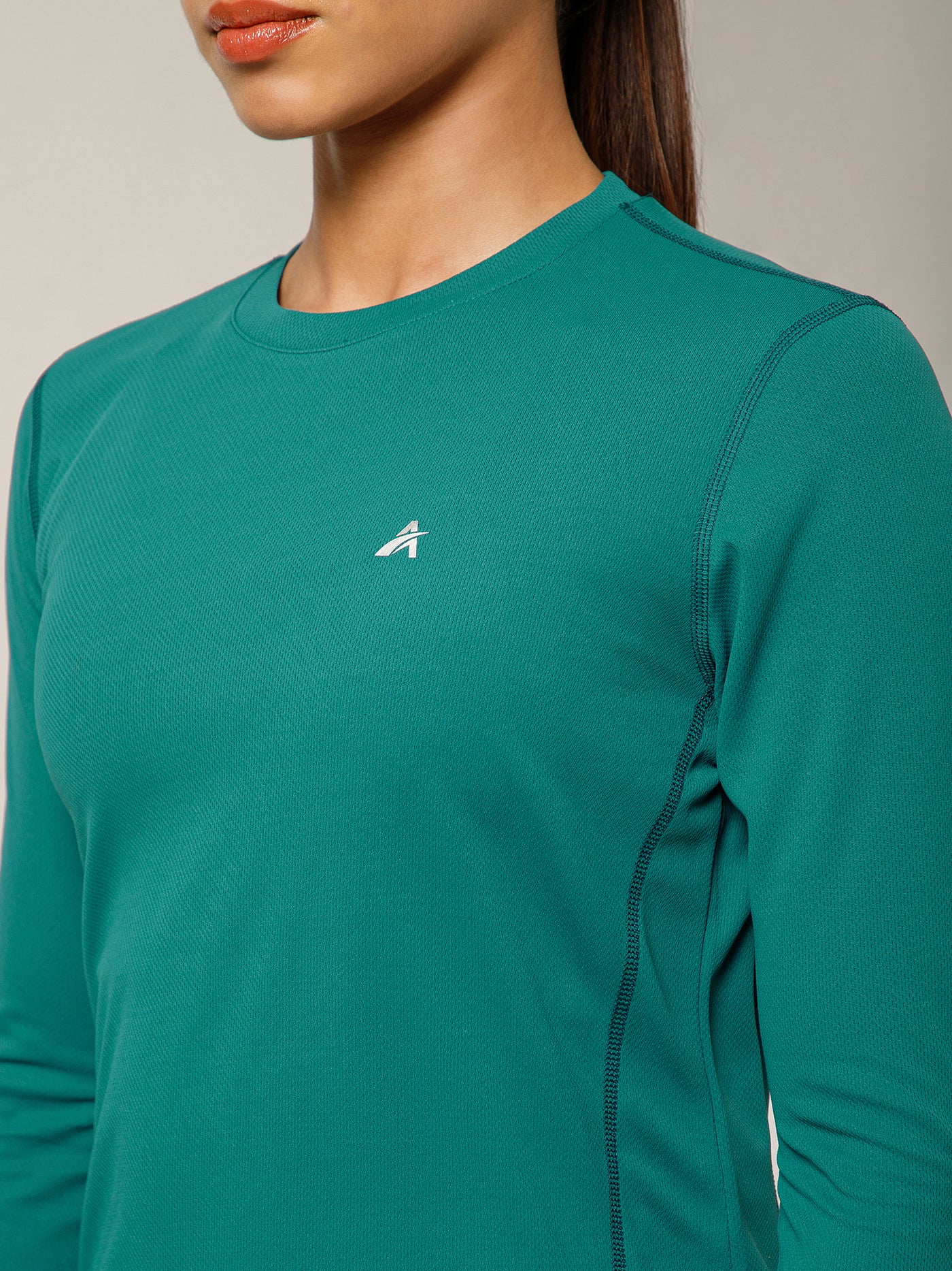 Curved Hem Full Sleeve T-Shirt Teal