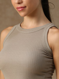 Ribbed Crop Top Beige