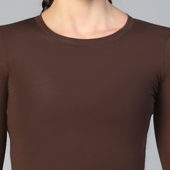 Essential Full Sleeve Crop top Brown