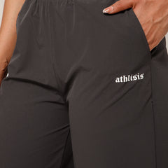 Elastic Waist Crinkle Baggy Pants Grey