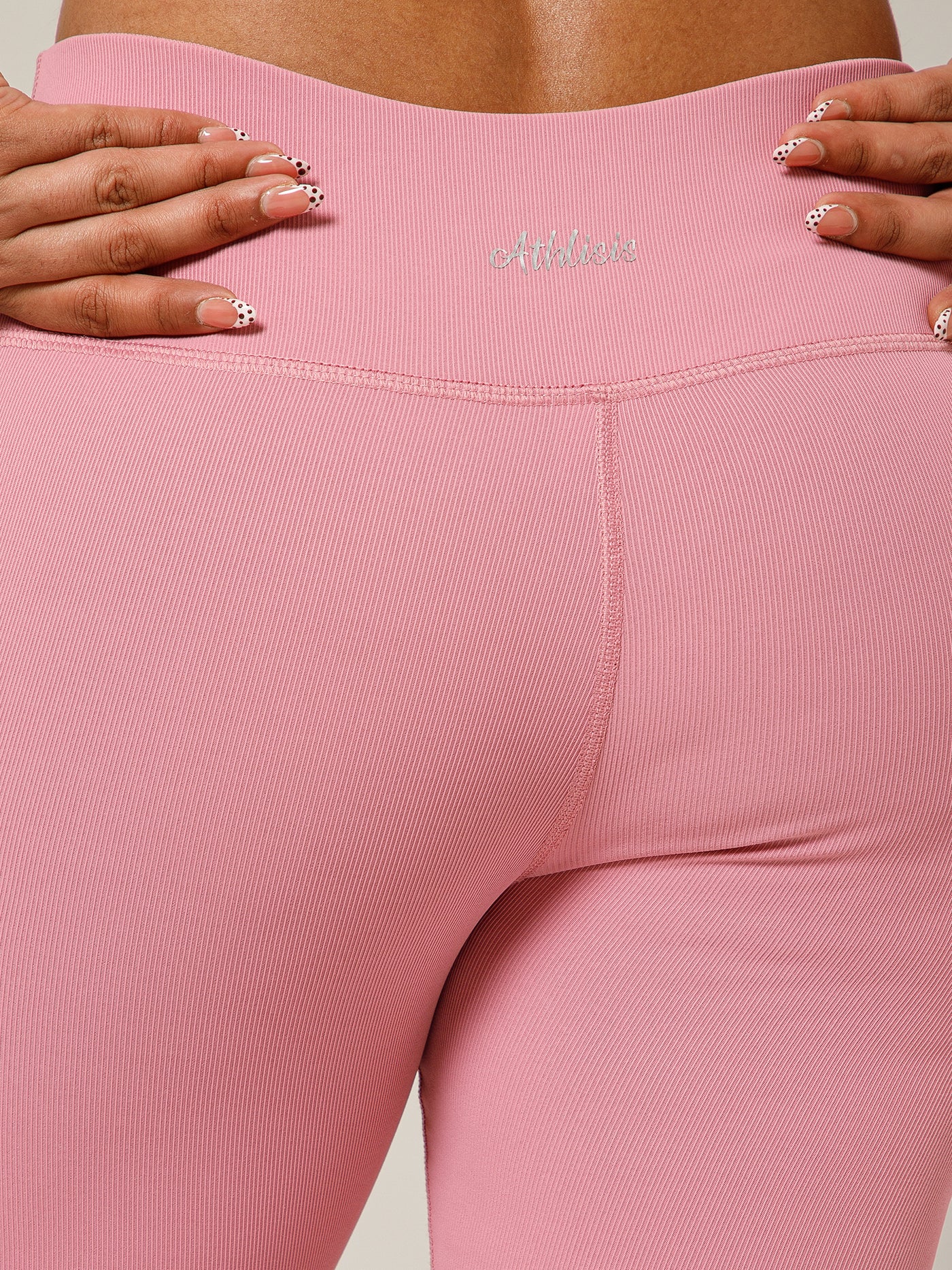 Ribbed High Waist Leggings Pink