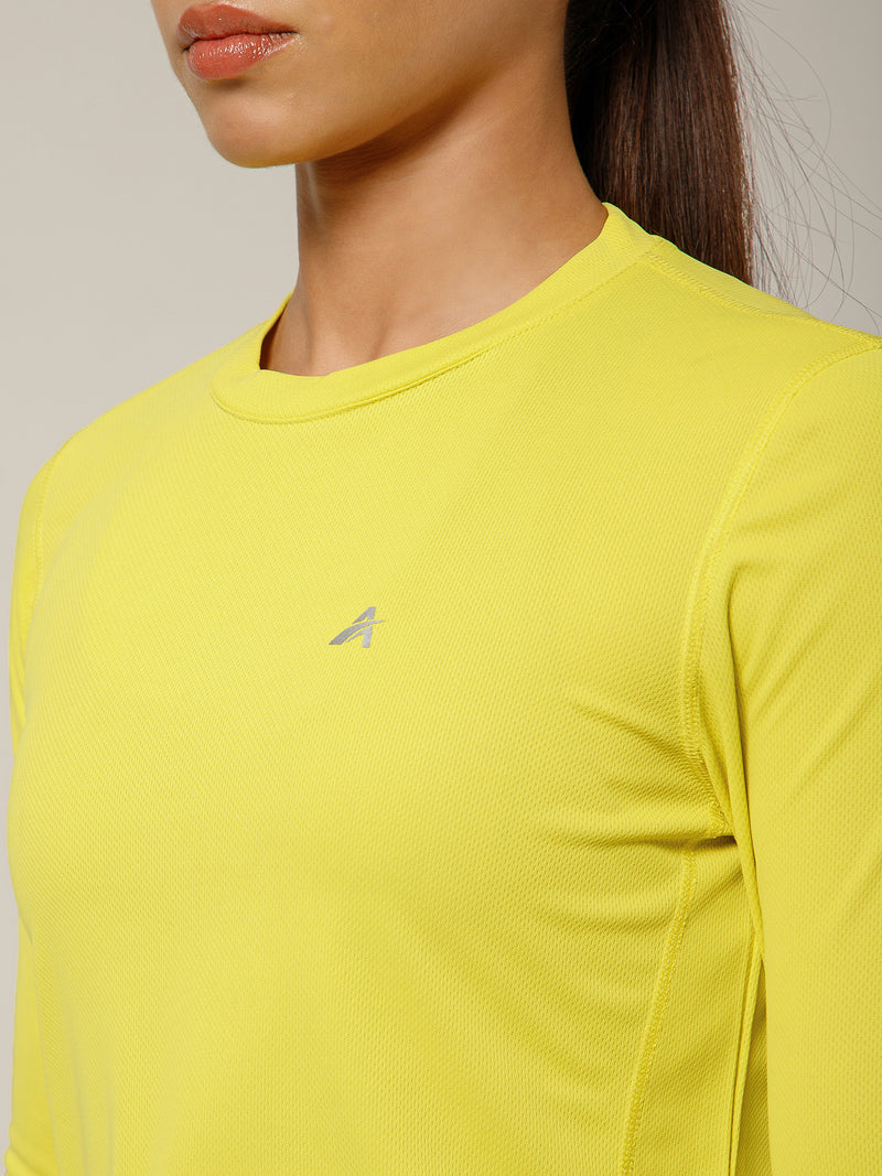 Curved Hem Full Sleeve T-Shirt Lemon