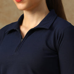 Aero Zip Polo T-shirt Navy