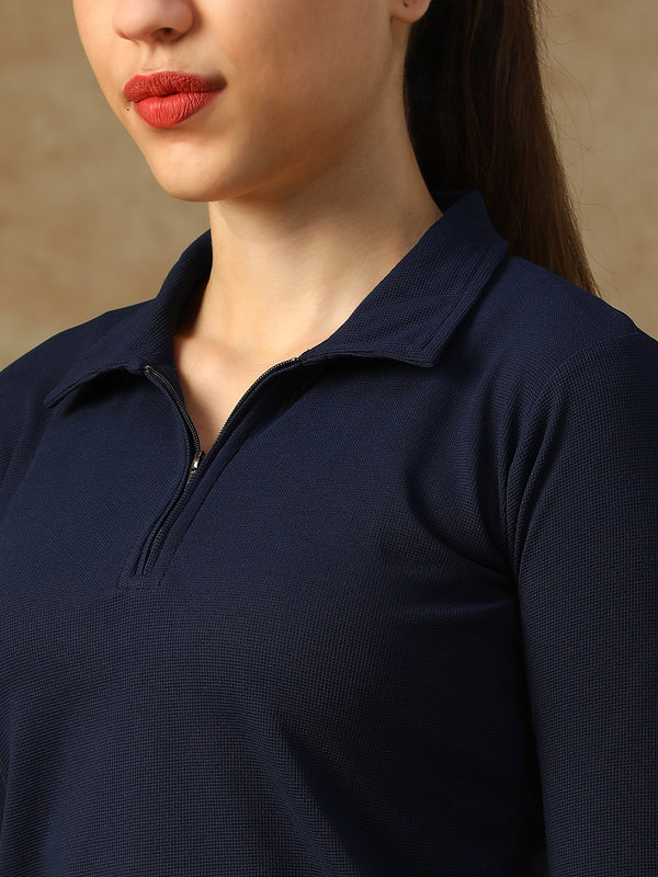 Aero Zip Polo T-shirt Navy