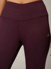 Ribbed High Waist Leggings Maroon