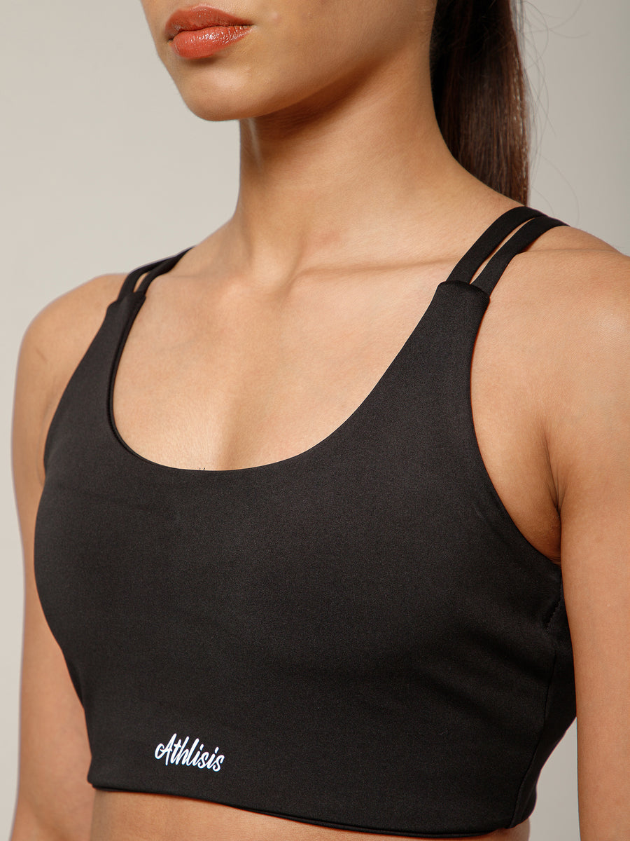 Twin Strap Sports Bra Black
