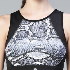 Snake Print Sports Bra Black